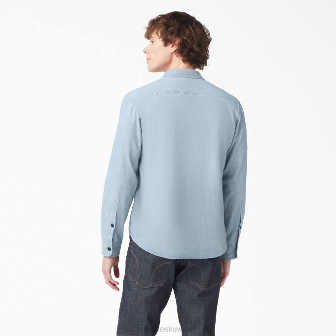 Dickies رجال 1922 قميص عمل طويل الأكمام التبييض الأزرق شامبراي (بي بي إل سي) ملابس العمل 8444914