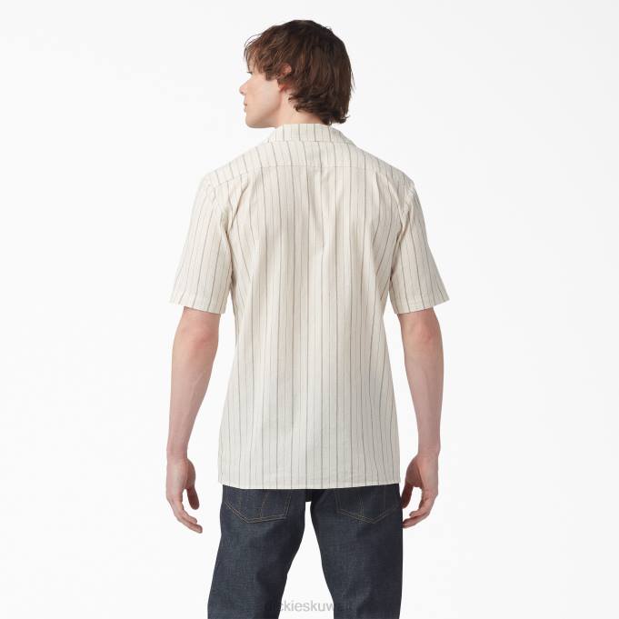 Dickies رجال 1922 قميص مخطط بأكمام قصيرة شطف الرمادي (rgy) ثياب 8444944