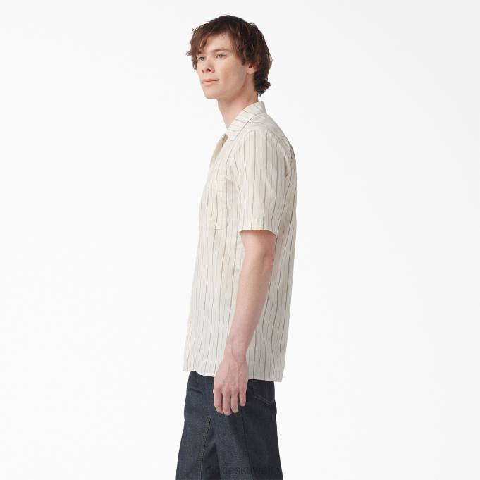 Dickies رجال 1922 قميص مخطط بأكمام قصيرة شطف الرمادي (rgy) ثياب 8444944