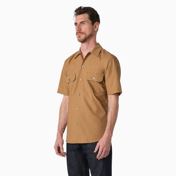 Dickies رجال 1922 قميص عمل قصير الأكمام قيقب مغسول (rma) ملابس العمل 8444923