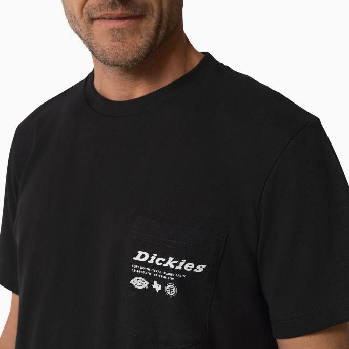 Dickies رجال يوحدها عمل الجرافيك تي شيرت أسود (ب 25) ملابس العمل 8444880