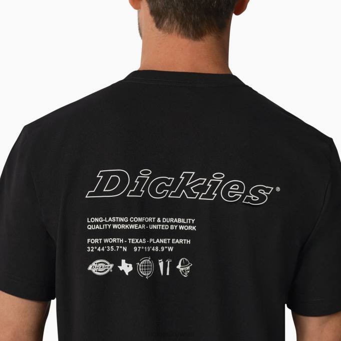 Dickies رجال يوحدها عمل الجرافيك تي شيرت أسود (ب 25) ملابس العمل 8444880
