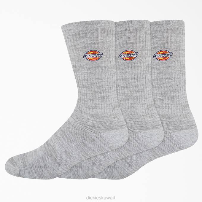 Dickies للجنسين 3 أزواج من الجوارب المطرزة رمادي (جي) مُكَمِّلات 84442812