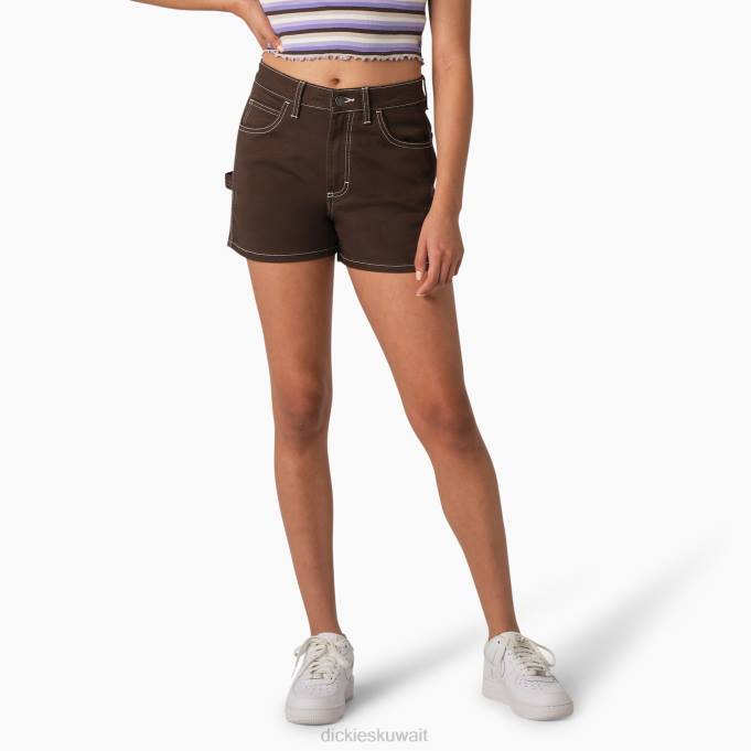 Dickies نحيف شورت نجار بخصر عالي 3 " بني شوكولاته (cb) ثياب 84442216