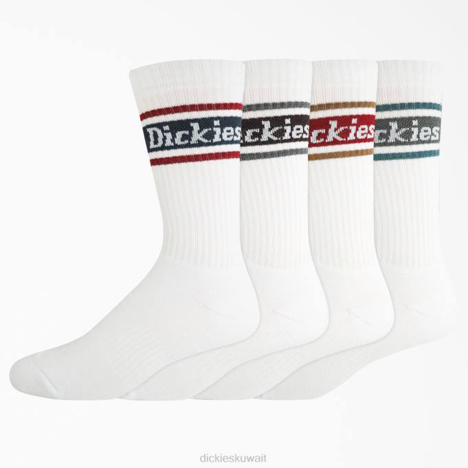 Dickies للجنسين مجموعة جوارب الرجبي المخططة 4 عبوات الأبيض (وا) مُكَمِّلات 84442794