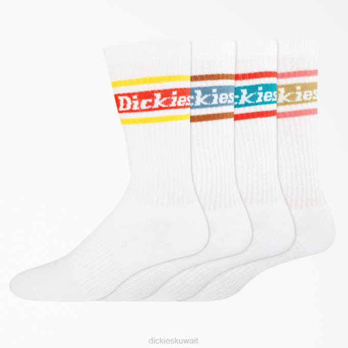 Dickies للجنسين مجموعة جوارب الرجبي المخططة 4 عبوات شريط أبيض / ربيعي (wsn) مُكَمِّلات 84442797