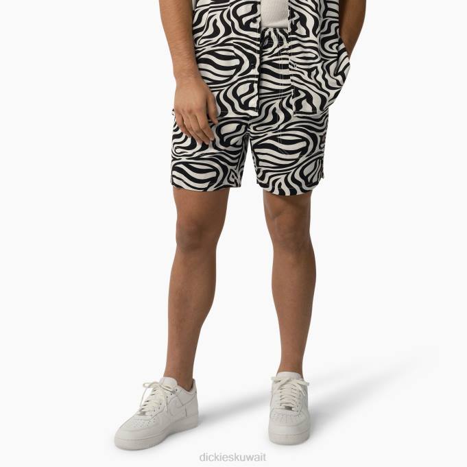 Dickies رجال شورت برباط وطبعة حمار وحشي 6 " أسود / أبيض (bkwh) ثياب 8444467