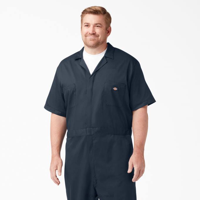 Dickies رجال المآزر قصيرة الأكمام المرن البحرية الداكنة (دن) ملابس العمل 84441239
