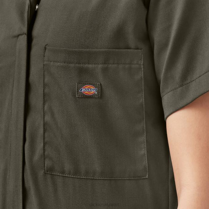 Dickies نحيف تبريد المعاطف قصيرة الأكمام الطحلب الأخضر (مللي ثانية) ملابس العمل 84441547