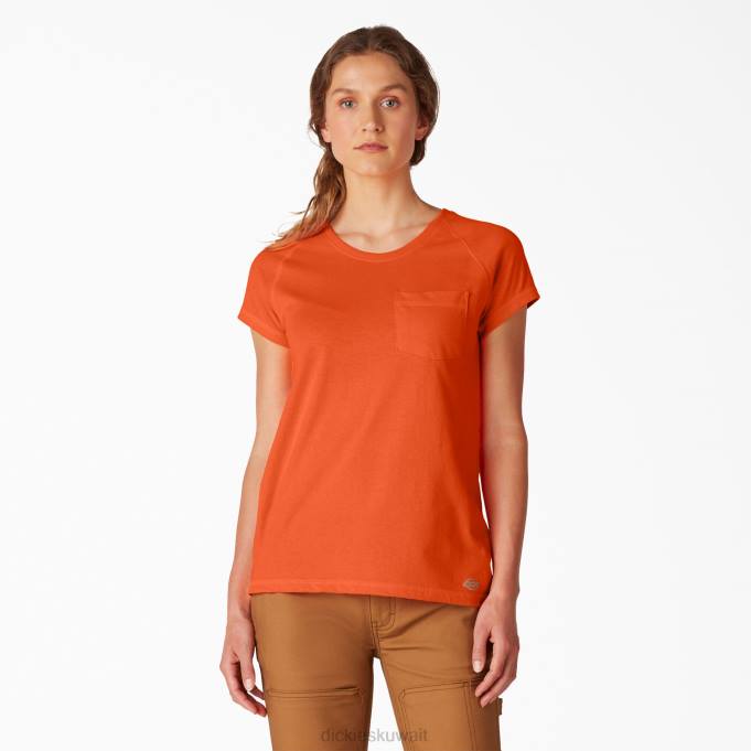 Dickies نحيف تي شيرت تبريد قصير الأكمام برتقالي لامع (بود) ثياب 84441571