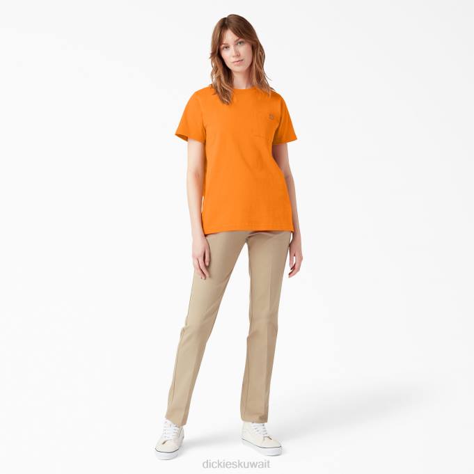 Dickies نحيف تيشيرت قصير الأكمام ثقيل الوزن برتقالي (أو) ثياب 84441962