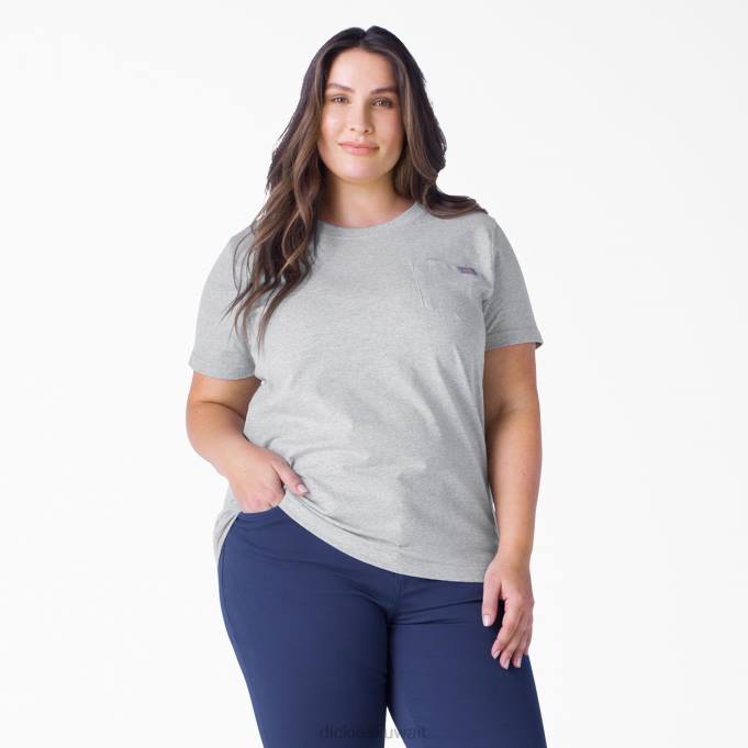 Dickies نحيف بالإضافة إلى تي شيرت قصير الأكمام للوزن الثقيل هيذر جراي (زئبق) ثياب 84441970