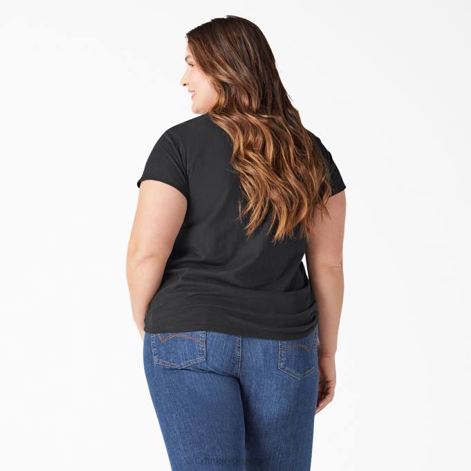 Dickies نحيف بالإضافة إلى تي شيرت قصير الأكمام أسود (كيلو بايت) ثياب 84442039