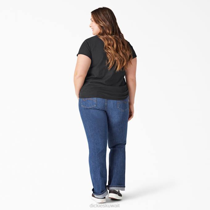 Dickies نحيف بالإضافة إلى تي شيرت قصير الأكمام أسود (كيلو بايت) ثياب 84442039