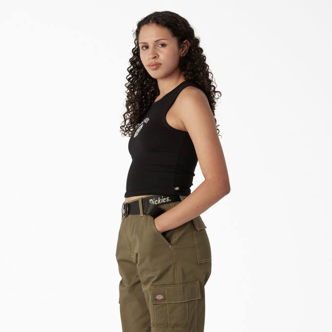 Dickies نحيف أعلى خزان اقتصاص الرسم أسود (كيلو بايت) ثياب 84442112