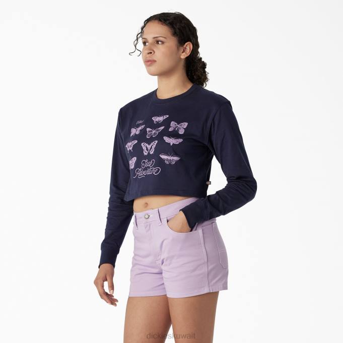 Dickies نحيف تي شيرت قصير بأكمام طويلة برسومات فراشة الحبر البحري (إيك) ثياب 84442126