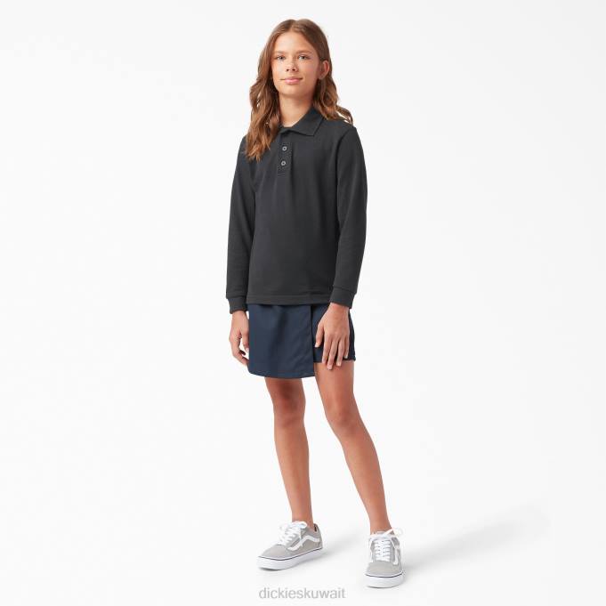 Dickies أطفال بولو كم طويل بيكيه أسود (كيلو بايت) ثياب 84442697