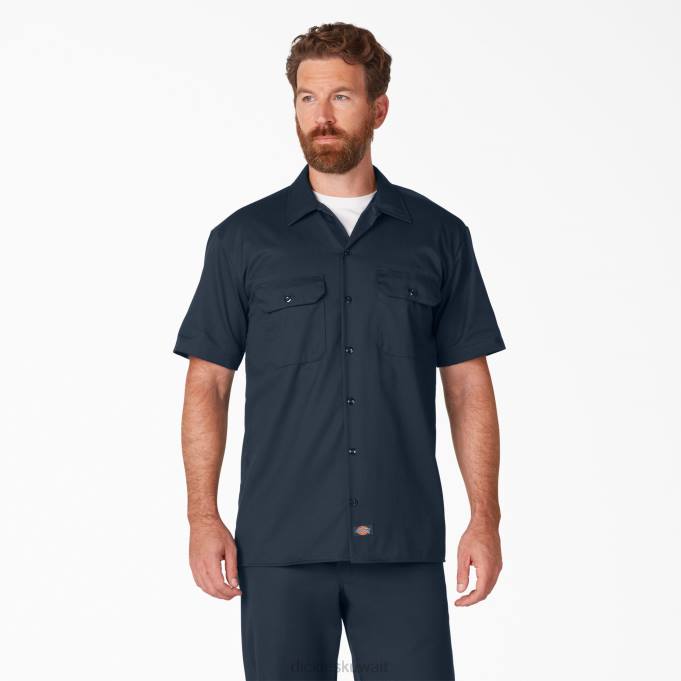 Dickies رجال قميص عمل بأكمام قصيرة البحرية الداكنة (دن) ملابس العمل 8444489