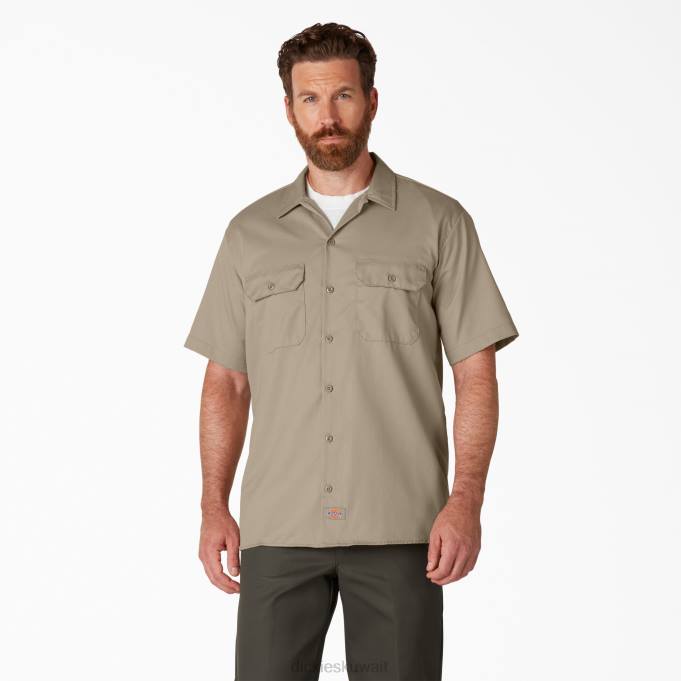 Dickies رجال قميص عمل بأكمام قصيرة رمال الصحراء (س) ملابس العمل 8444490