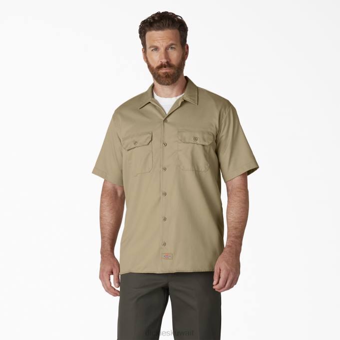 Dickies رجال قميص عمل بأكمام قصيرة الكاكي (خ) ملابس العمل 8444495