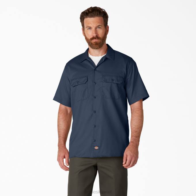 Dickies رجال قميص عمل بأكمام قصيرة الأزرق الداكن (نيفادا) ملابس العمل 8444497