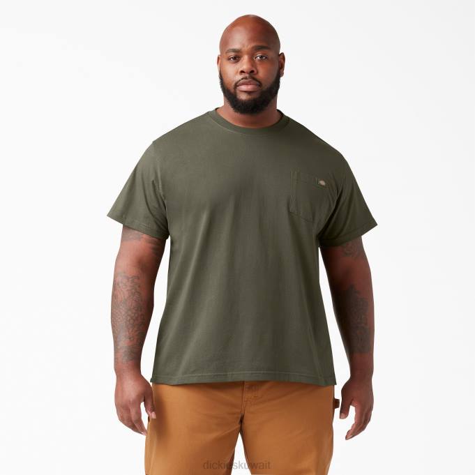 Dickies رجال تيشيرت قصير الأكمام ثقيل الوزن أخضر عسكري (مل) ثياب 8444519