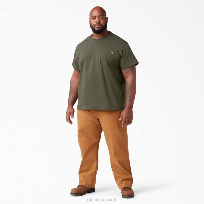 Dickies رجال تيشيرت قصير الأكمام ثقيل الوزن أخضر عسكري (مل) ثياب 8444519