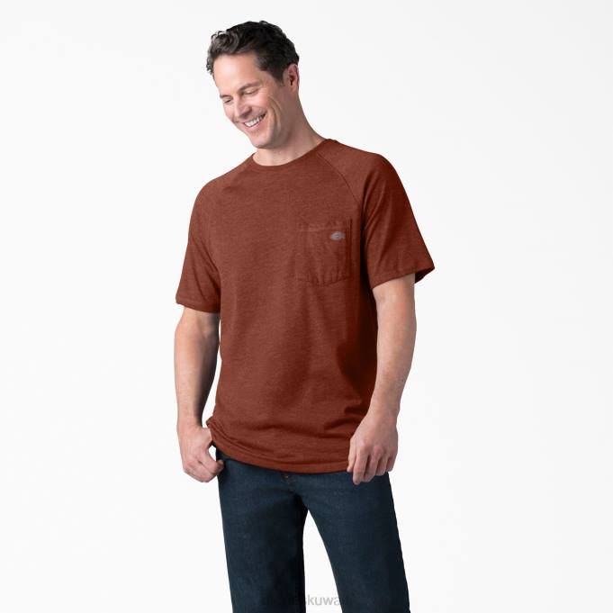 Dickies رجال تي شيرت تبريد قصير الأكمام هيذر الصخور الحمراء (روه) ثياب 8444551