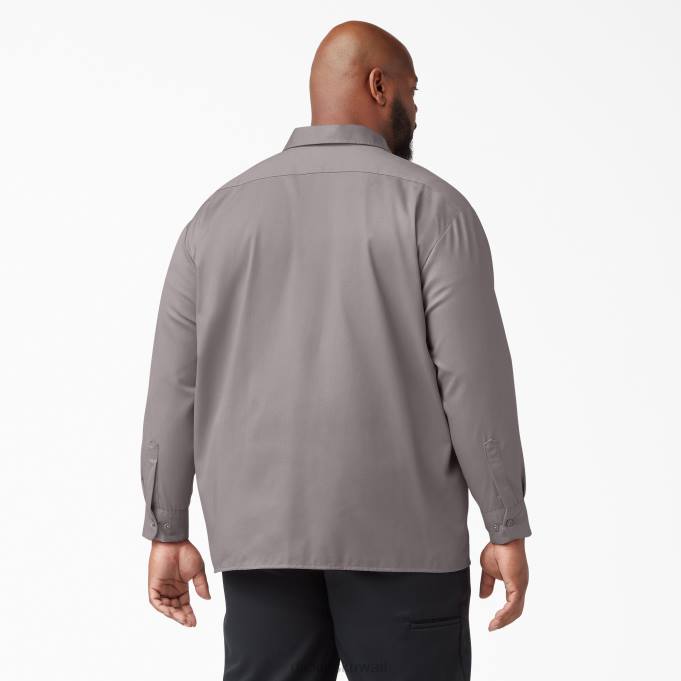 Dickies رجال قميص عمل طويل الأكمام الفضة (سيفرت) ملابس العمل 8444567