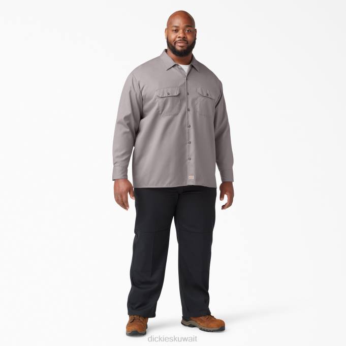 Dickies رجال قميص عمل طويل الأكمام الفضة (سيفرت) ملابس العمل 8444567