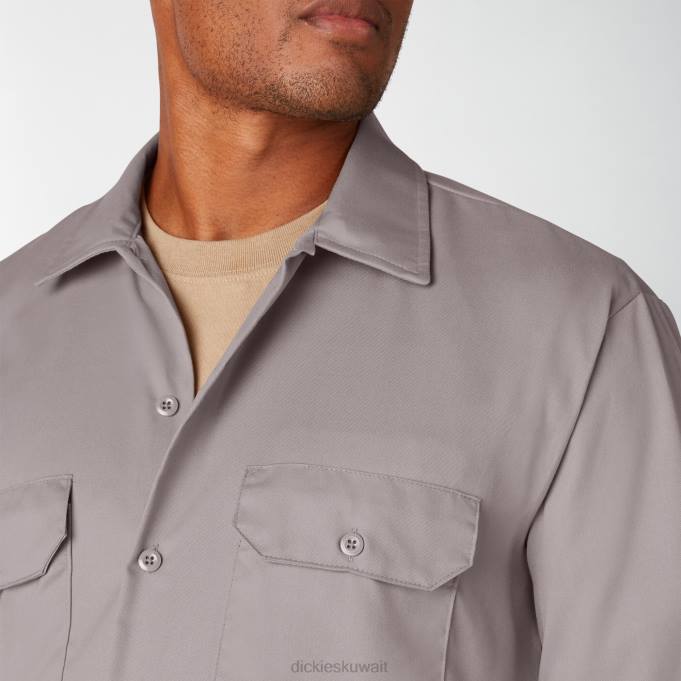 Dickies رجال قميص عمل طويل الأكمام الفضة (سيفرت) ملابس العمل 8444567