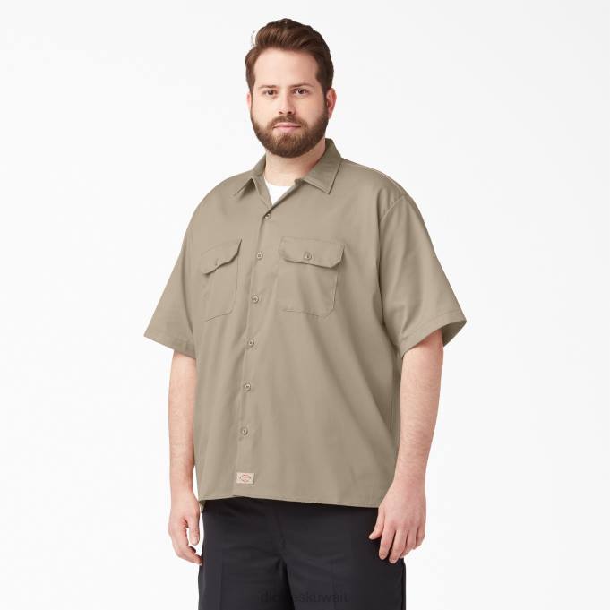 Dickies رجال قميص عمل مريح بأكمام قصيرة رمال الصحراء (س) ملابس العمل 8444599