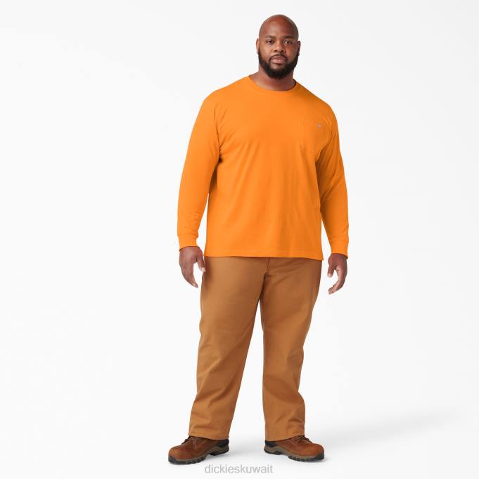 Dickies رجال تيشيرت طويل الأكمام ثقيل الوزن برتقالي (أو) ثياب 8444612