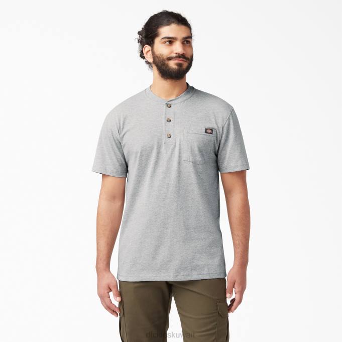 Dickies رجال تي شيرت هينلي قصير الأكمام ثقيل الوزن هيذر جراي (زئبق) ثياب 8444639