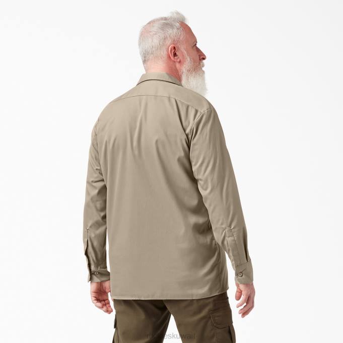 Dickies رجال قميص عمل مريح بأكمام طويلة رمال الصحراء (س) ملابس العمل 8444643