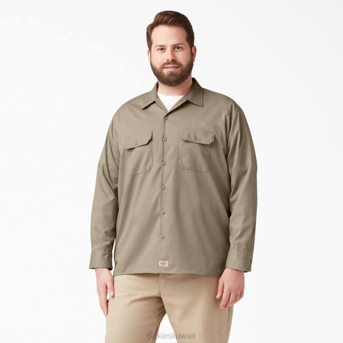 Dickies رجال قميص عمل مريح بأكمام طويلة رمال الصحراء (س) ملابس العمل 8444643