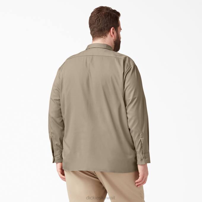 Dickies رجال قميص عمل مريح بأكمام طويلة رمال الصحراء (س) ملابس العمل 8444643