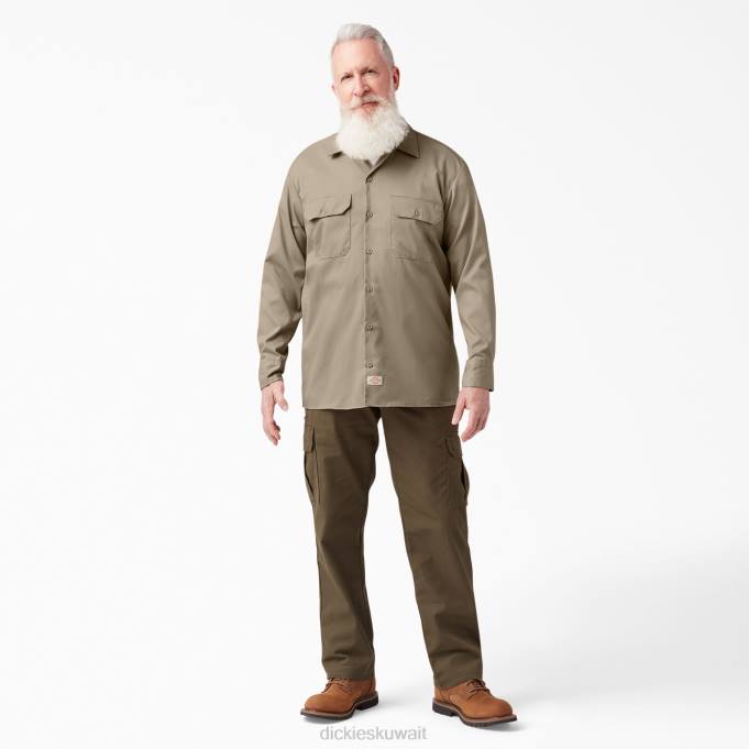 Dickies رجال قميص عمل مريح بأكمام طويلة رمال الصحراء (س) ملابس العمل 8444643