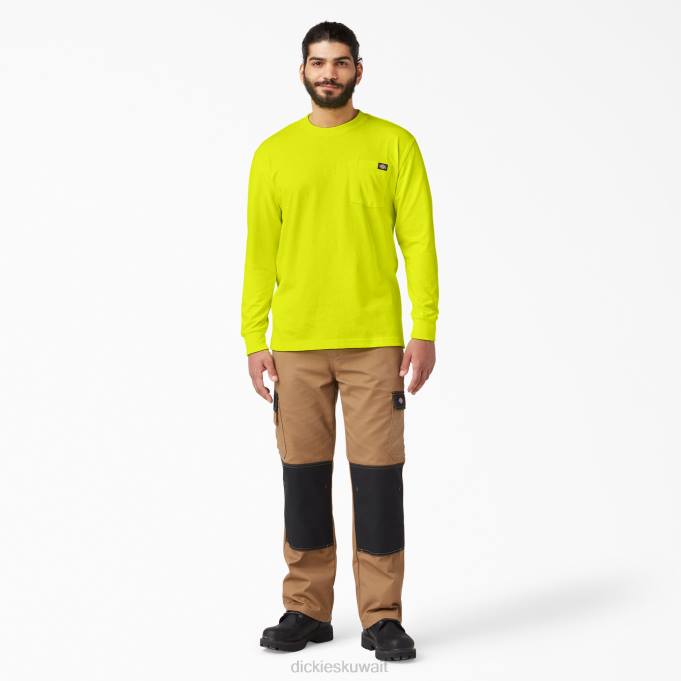 Dickies رجال تي شيرت نيون طويل الأكمام ثقيل الوزن أصفر فاتح (جسم غامق) ثياب 8444669