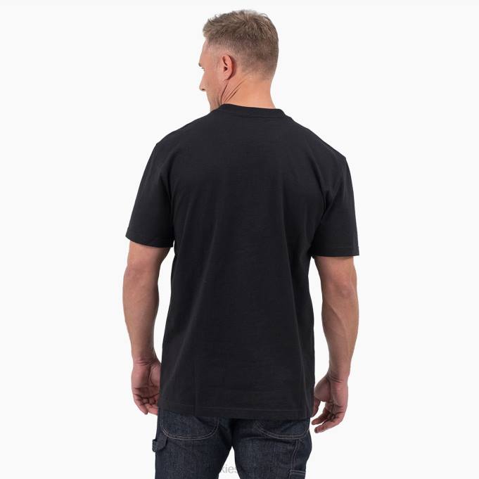 Dickies رجال تي شيرت بأكمام قصيرة وشعار ثلاثي الألوان أسود (كيلوبايت) ثياب 8444712