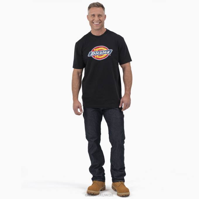 Dickies رجال تي شيرت بأكمام قصيرة وشعار ثلاثي الألوان أسود (كيلوبايت) ثياب 8444712