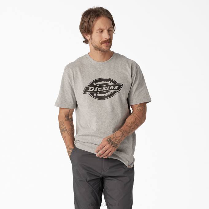 Dickies رجال تيشيرت بأكمام قصيرة وشعار ثقيل الوزن هيذر جراي (زئبق) ثياب 8444738