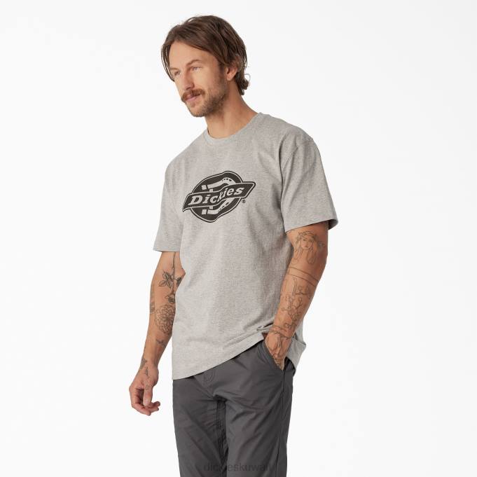 Dickies رجال تيشيرت بأكمام قصيرة وشعار ثقيل الوزن هيذر جراي (زئبق) ثياب 8444738