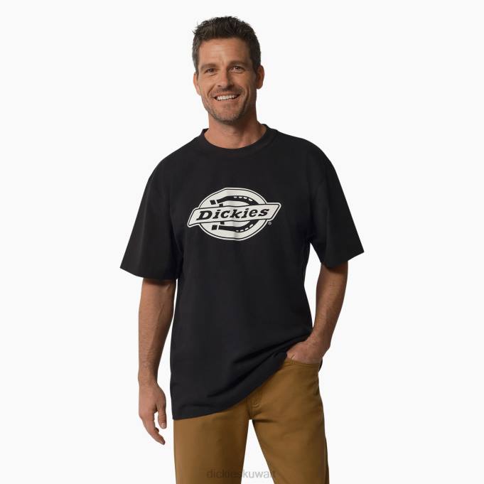 Dickies رجال تيشيرت بأكمام قصيرة وشعار ثقيل الوزن أسود (كيلوبايت) ثياب 8444739
