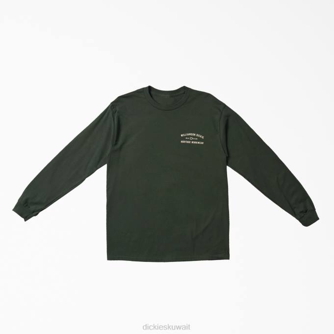 Dickies رجال دبليو. تراث عمال طويلة الأكمام الرسم تي شيرت غابة خضراء (قدم) ملابس العمل 8444763