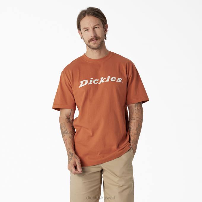 Dickies رجال تي شيرت بأكمام قصيرة مطبوع عليه حروف مطبوعة النحاس (كو) ثياب 8444811