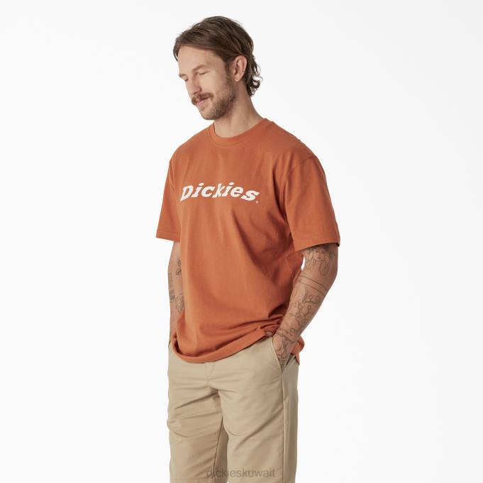 Dickies رجال تي شيرت بأكمام قصيرة مطبوع عليه حروف مطبوعة النحاس (كو) ثياب 8444811