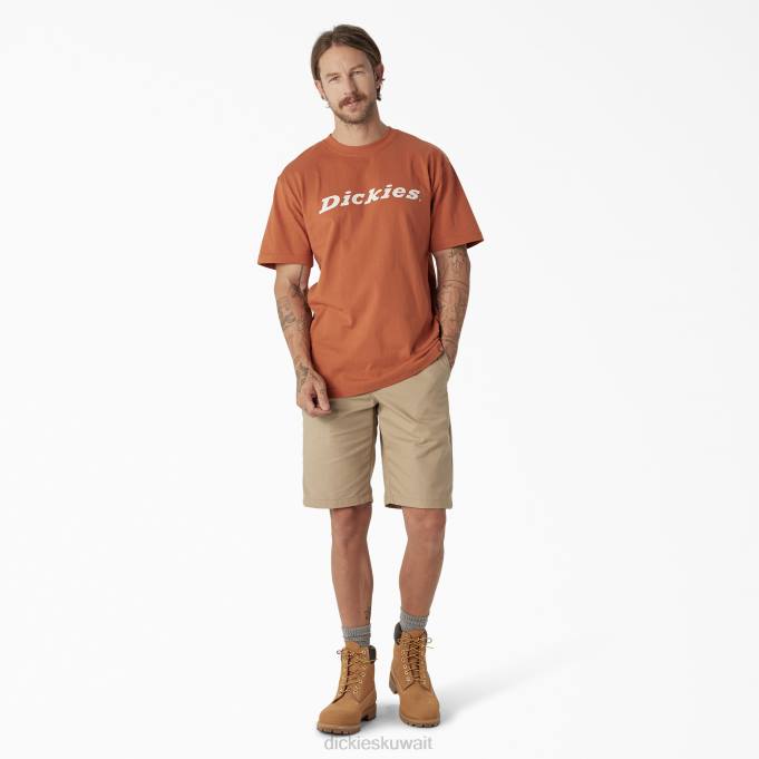 Dickies رجال تي شيرت بأكمام قصيرة مطبوع عليه حروف مطبوعة النحاس (كو) ثياب 8444811