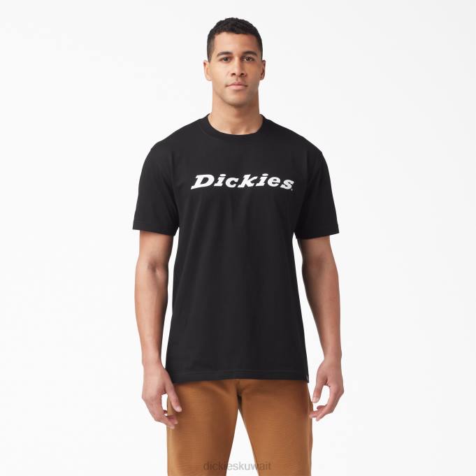 Dickies رجال تي شيرت بأكمام قصيرة مطبوع عليه حروف مطبوعة أسود (كيلوبايت) ثياب 8444815