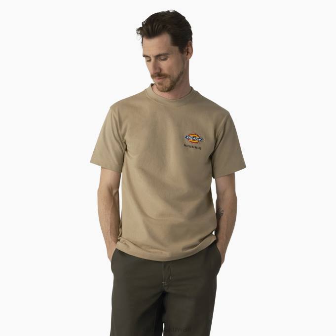 Dickies رجال تي شيرت رياضي بقصة عادية وشعار على الصدر رمال الصحراء (س) ثياب 8444859
